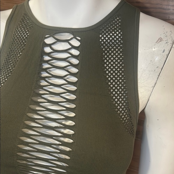 Garage Olive Green Cut-Out Tank Top - Picture 2 of 4